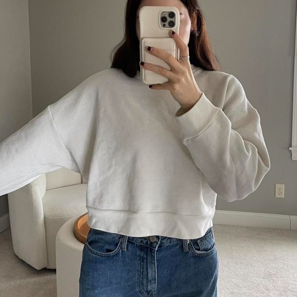 Reformation cropped white crewneck